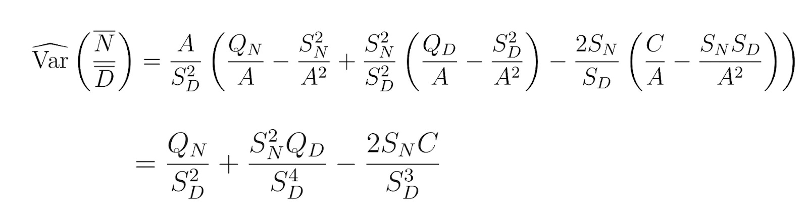 ▲ Delta method 를 적용한 variance of ratio