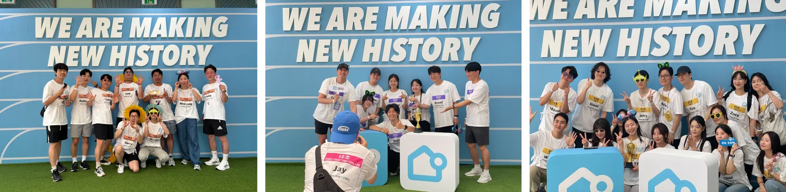 흰 티와 팀별 BIB, 팔찌까지! 홈팀스포츠맨십 준비 완료!